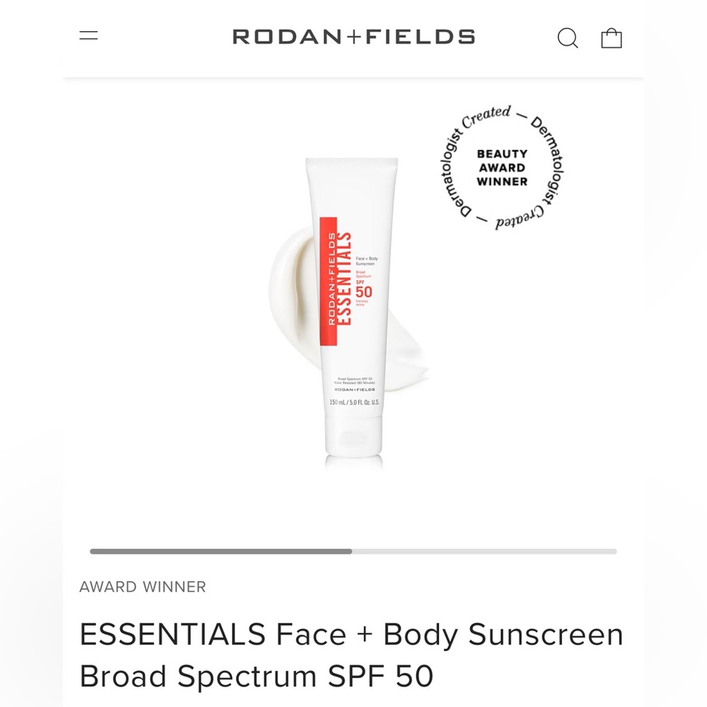 New! Rodan + Fields ESSENTIALS Face + Body Sunscreen Broad Spectrum SPF 50